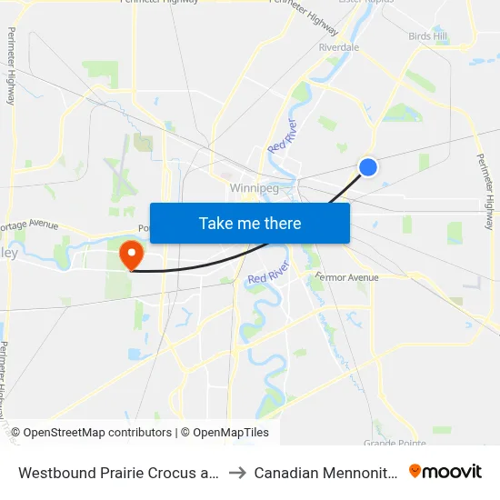 Westbound Prairie Crocus at Angela Everts to Canadian Mennonite University map