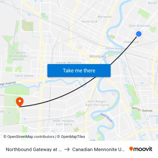 Northbound Gateway at Munroe to Canadian Mennonite University map