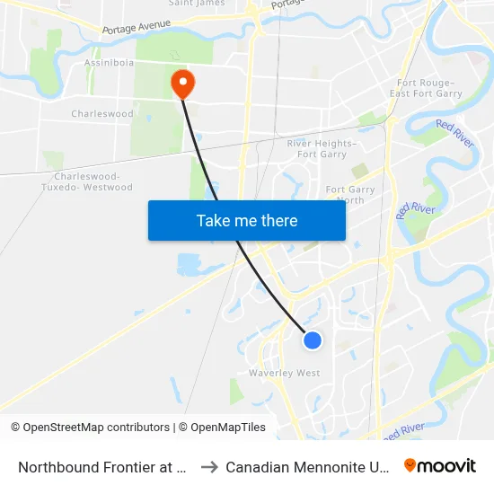 Northbound Frontier at Cadboro to Canadian Mennonite University map