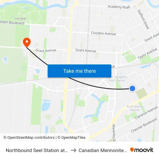 Northbound Seel Station at Seel Station to Canadian Mennonite University map