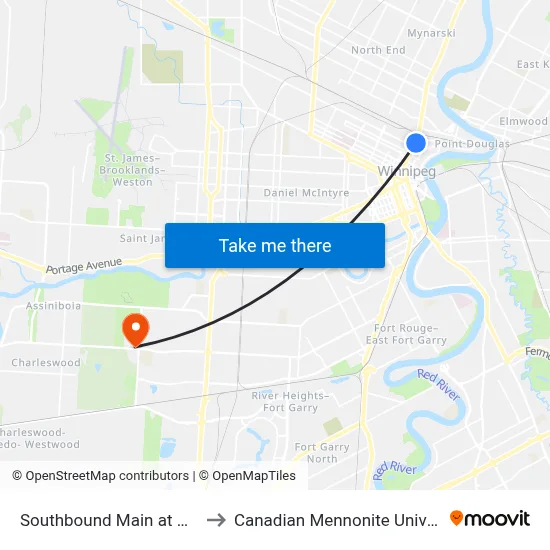 Southbound Main at Henry to Canadian Mennonite University map