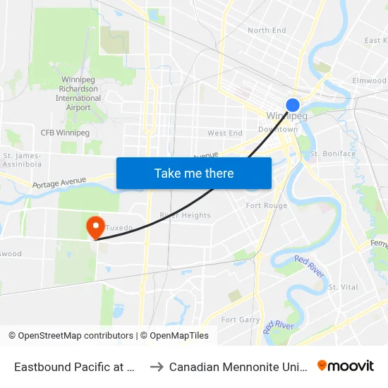 Eastbound Pacific at Martha to Canadian Mennonite University map