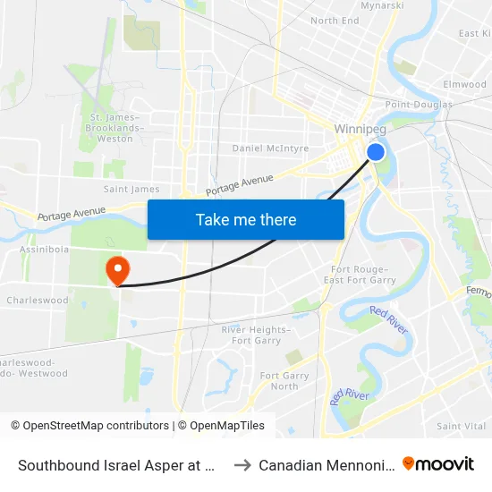 Southbound Israel Asper at William Stephenson to Canadian Mennonite University map