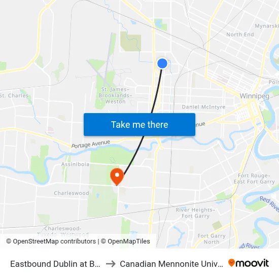 Eastbound Dublin at Border to Canadian Mennonite University map