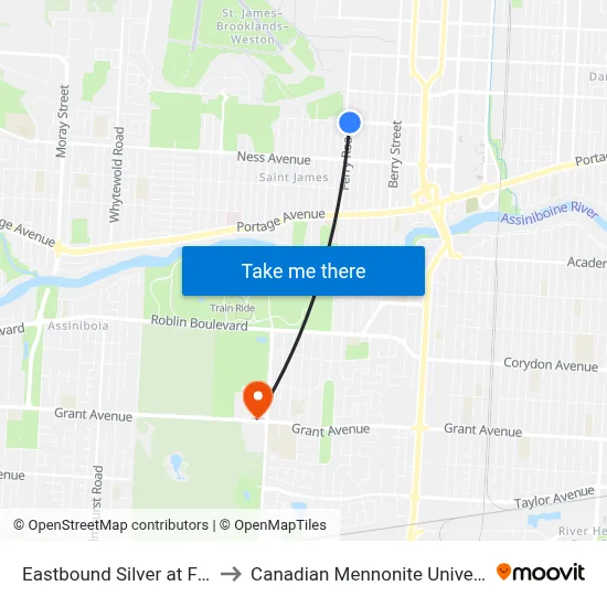Eastbound Silver at Ferry to Canadian Mennonite University map