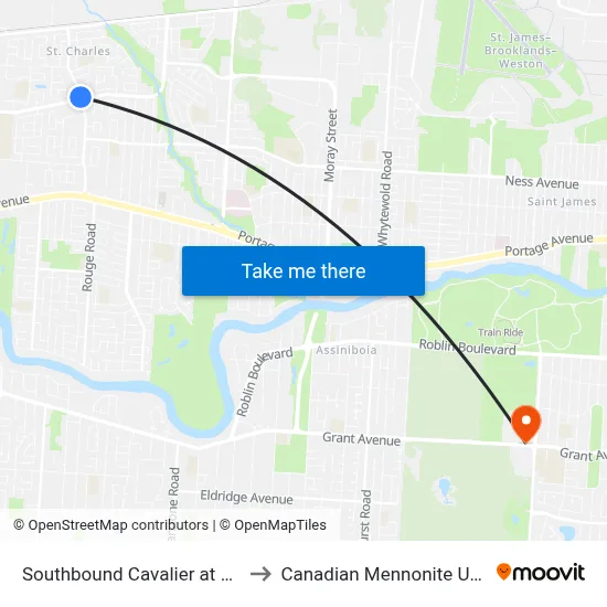 Southbound Cavalier at Hamilton to Canadian Mennonite University map