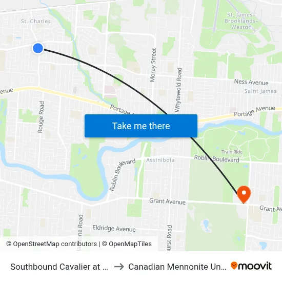 Southbound Cavalier at Morgan to Canadian Mennonite University map