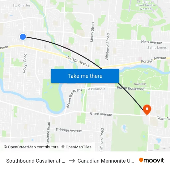 Southbound Cavalier at Fairlane to Canadian Mennonite University map