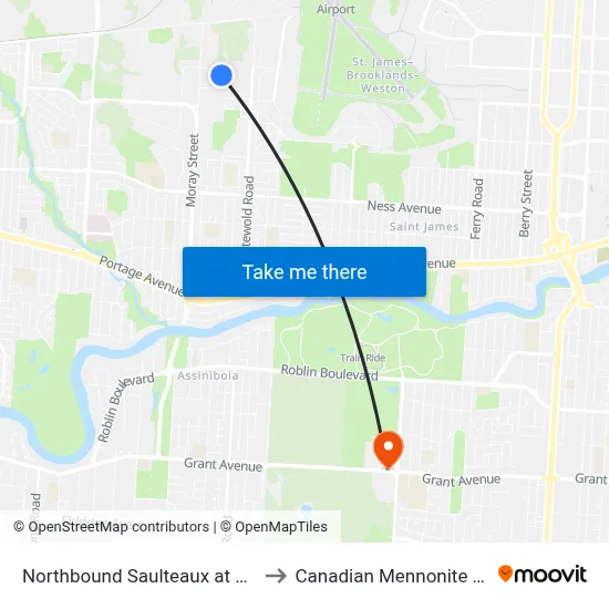 Northbound Saulteaux at Saulteaux C to Canadian Mennonite University map