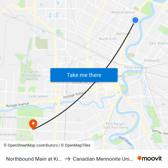 Northbound Main at Kilbride to Canadian Mennonite University map