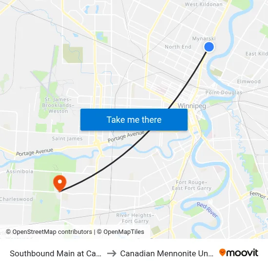 Southbound Main at Cathedral to Canadian Mennonite University map