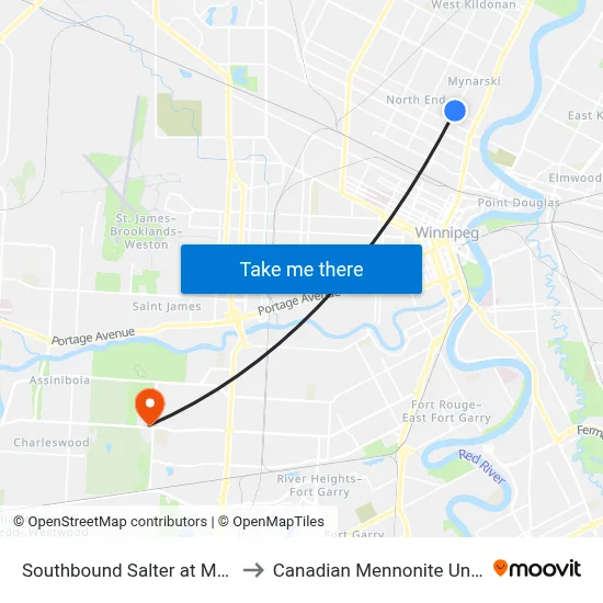 Southbound Salter at Mountain to Canadian Mennonite University map