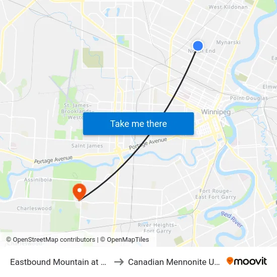 Eastbound Mountain at Arlington to Canadian Mennonite University map