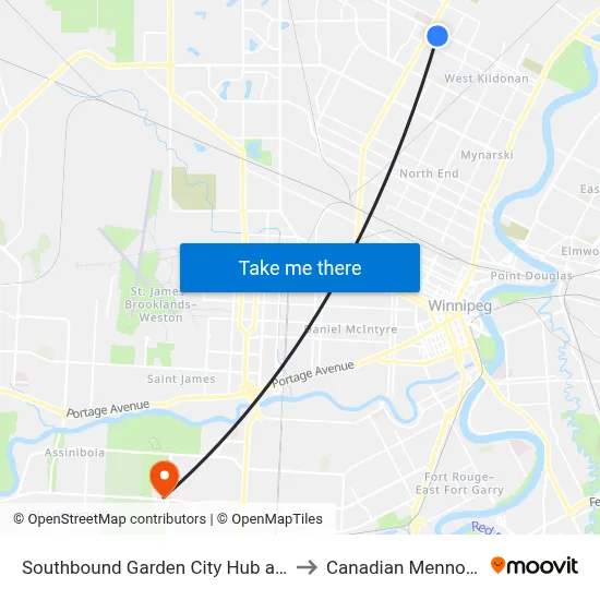 Southbound Garden City Hub at Garden City Hub (F5) to Canadian Mennonite University map