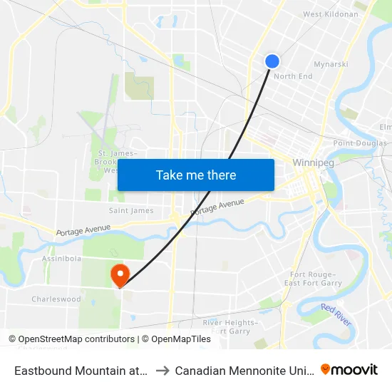 Eastbound Mountain at Airlies to Canadian Mennonite University map