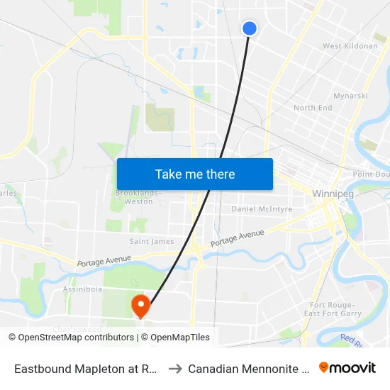 Eastbound Mapleton at Rozmus East to Canadian Mennonite University map
