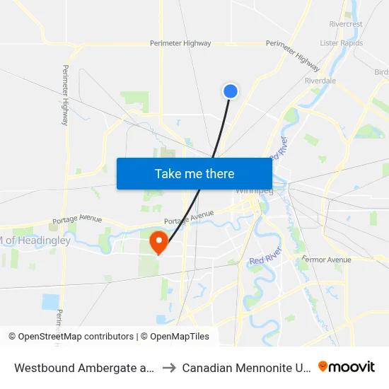 Westbound Ambergate at Pipeline to Canadian Mennonite University map