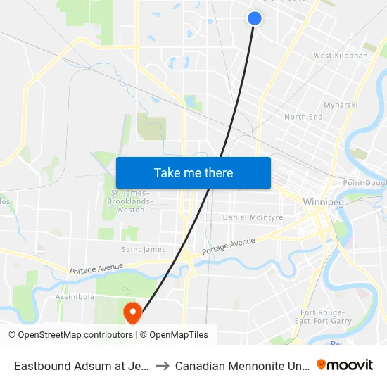Eastbound Adsum at Jefferson to Canadian Mennonite University map