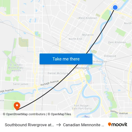 Southbound Rivergrove at Grifindale to Canadian Mennonite University map