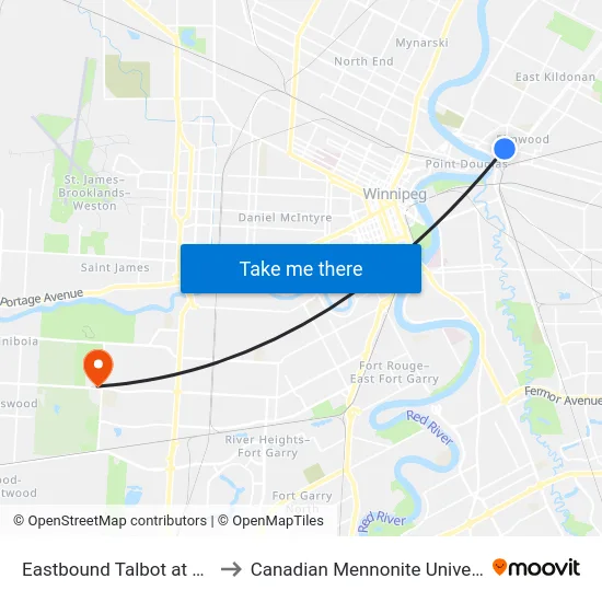 Eastbound Talbot at Watt to Canadian Mennonite University map