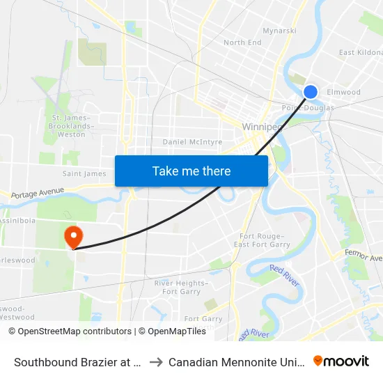 Southbound Brazier at Talbot to Canadian Mennonite University map