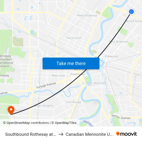 Southbound Rothesay at Gilmore to Canadian Mennonite University map