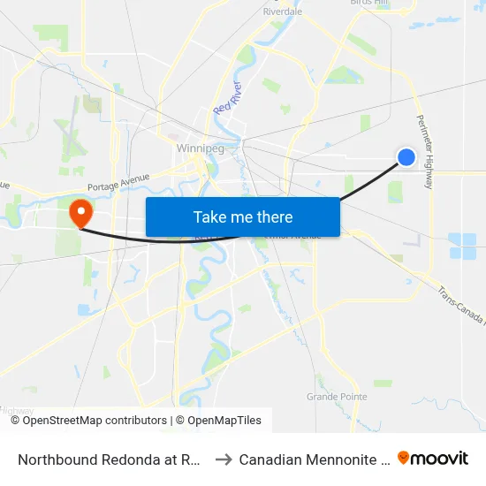 Northbound Redonda at Redonda Loop to Canadian Mennonite University map