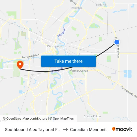 Southbound Alex Taylor at Foxborough East to Canadian Mennonite University map