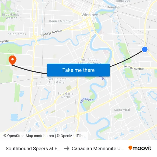 Southbound Speers at Elizabeth to Canadian Mennonite University map