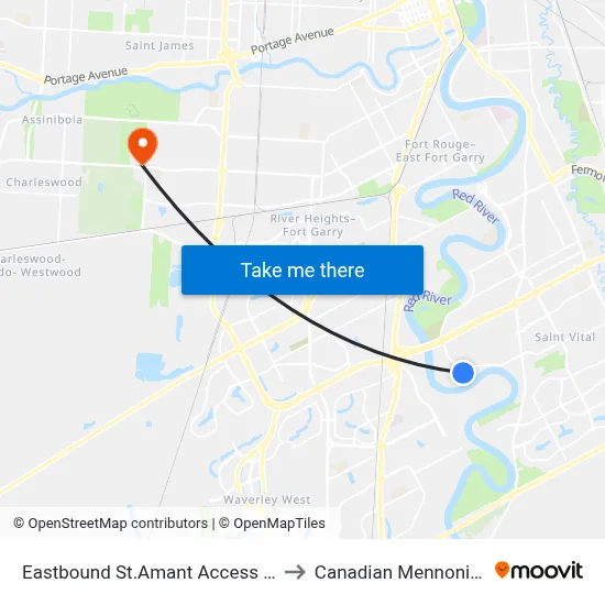 Eastbound St.Amant Access at St.Amant East to Canadian Mennonite University map