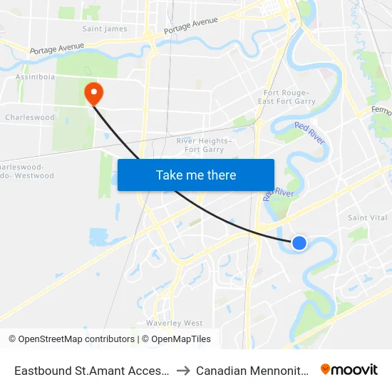 Eastbound St.Amant Access at St.Amant to Canadian Mennonite University map