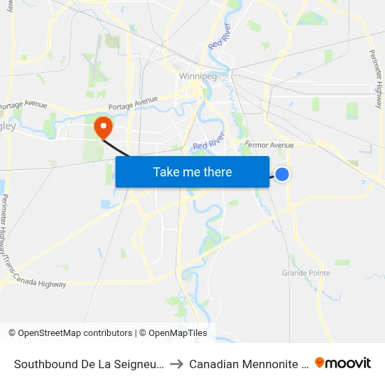 Southbound De La Seigneurie at Pynoo to Canadian Mennonite University map