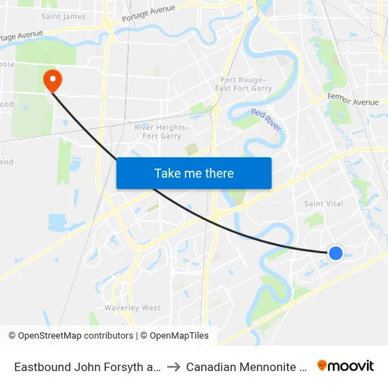 Eastbound John Forsyth at Glenham to Canadian Mennonite University map
