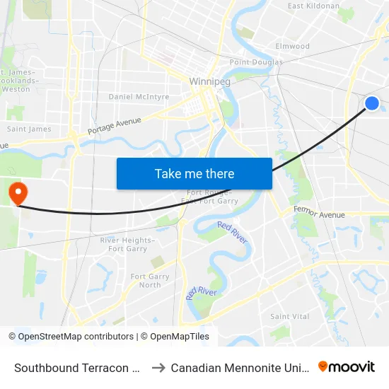 Southbound Terracon at Elan to Canadian Mennonite University map