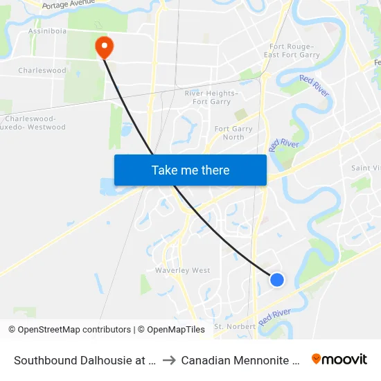 Southbound Dalhousie at Greyfriars to Canadian Mennonite University map