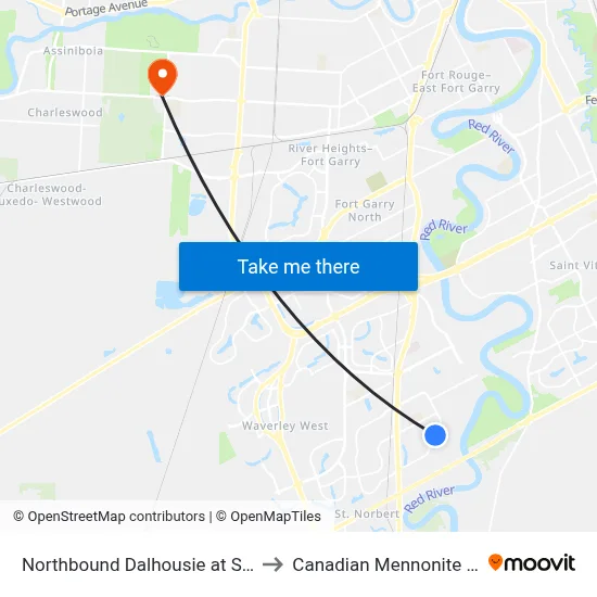 Northbound Dalhousie at St. Edmund's to Canadian Mennonite University map