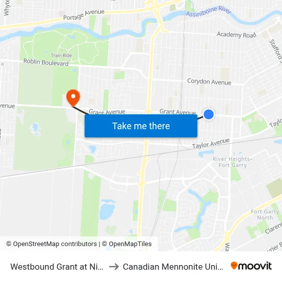 Westbound Grant at Niagara to Canadian Mennonite University map