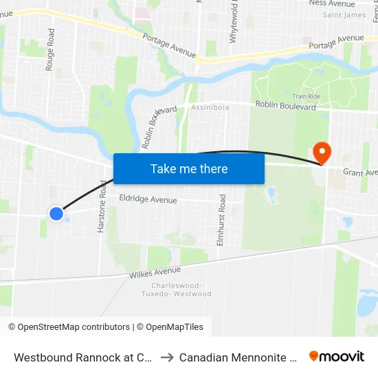 Westbound Rannock at Community to Canadian Mennonite University map
