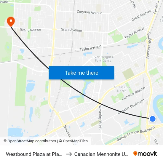 Westbound Plaza at Plaza West to Canadian Mennonite University map