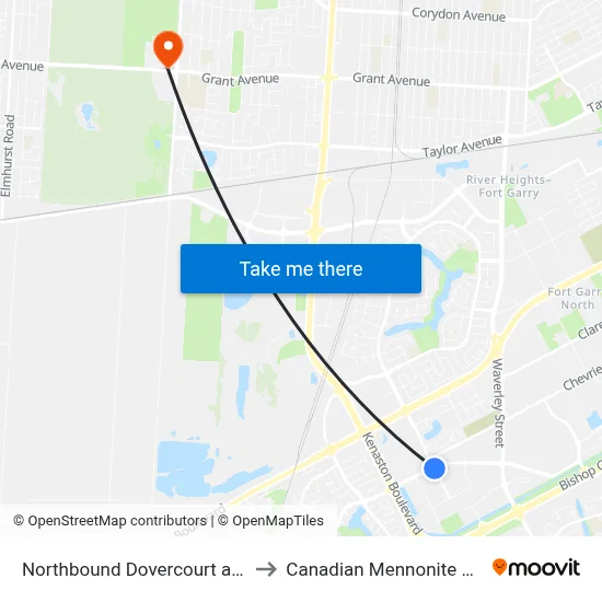 Northbound Dovercourt at Scurfield to Canadian Mennonite University map
