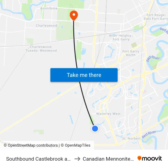 Southbound Castlebrook at Windflower to Canadian Mennonite University map