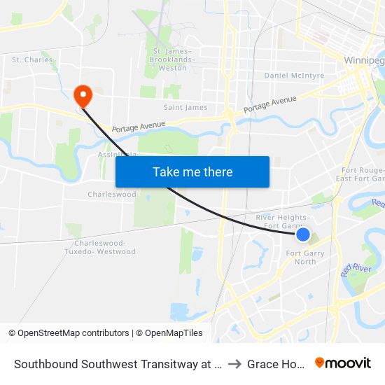 Southbound Southwest Transitway at Seel Station to Grace Hospital map