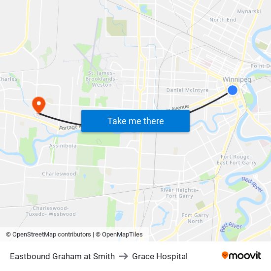 Eastbound Graham at Smith to Grace Hospital map