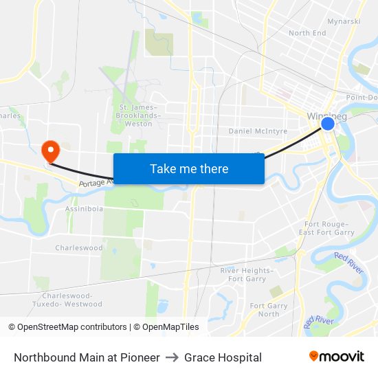 Northbound Main at Pioneer to Grace Hospital map