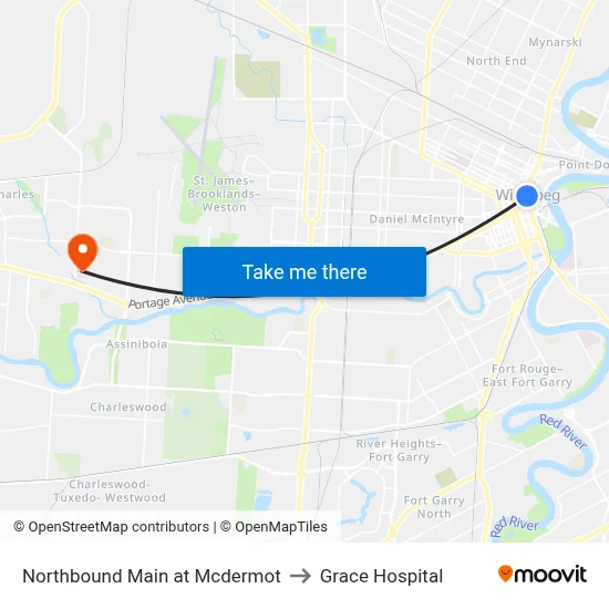Northbound Main at Mcdermot to Grace Hospital map