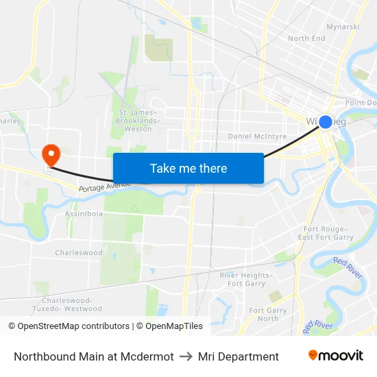 Northbound Main at Mcdermot to Mri Department map