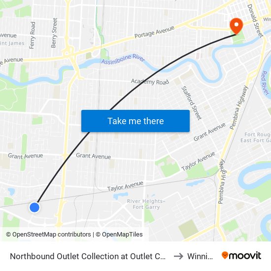 Northbound Outlet Collection at Outlet Collection to Winnipeg map