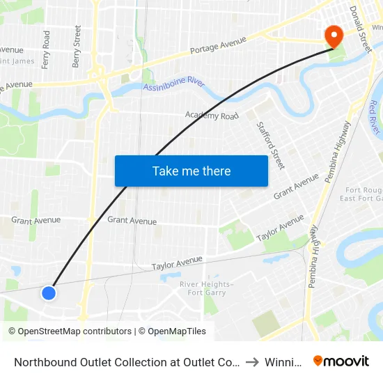 Northbound Outlet Collection at Outlet Collection to Winnipeg map