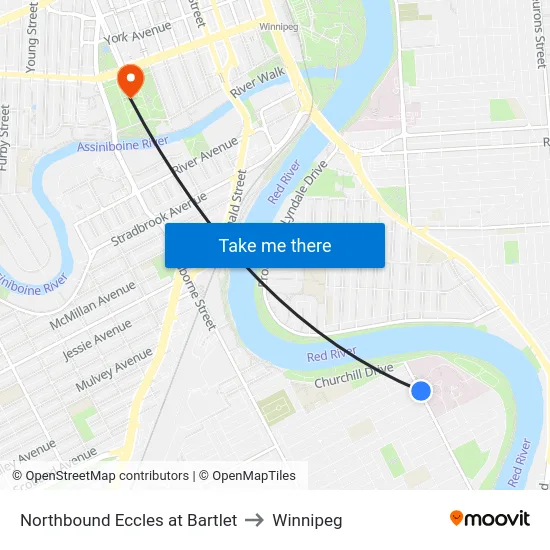Northbound Eccles at Bartlet to Winnipeg map