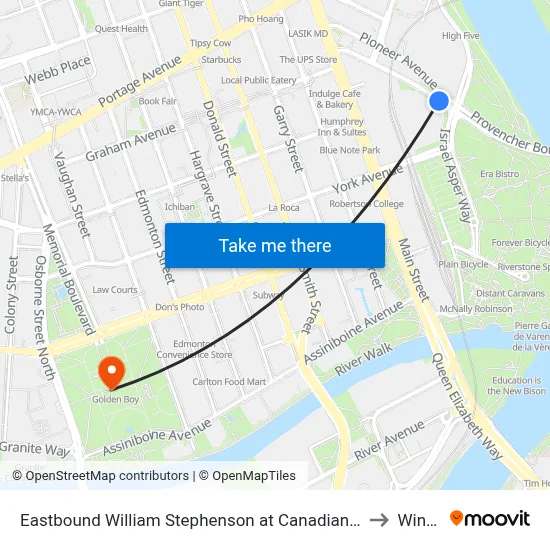 Eastbound William Stephenson at Canadian Museum For Human Rights to Winnipeg map